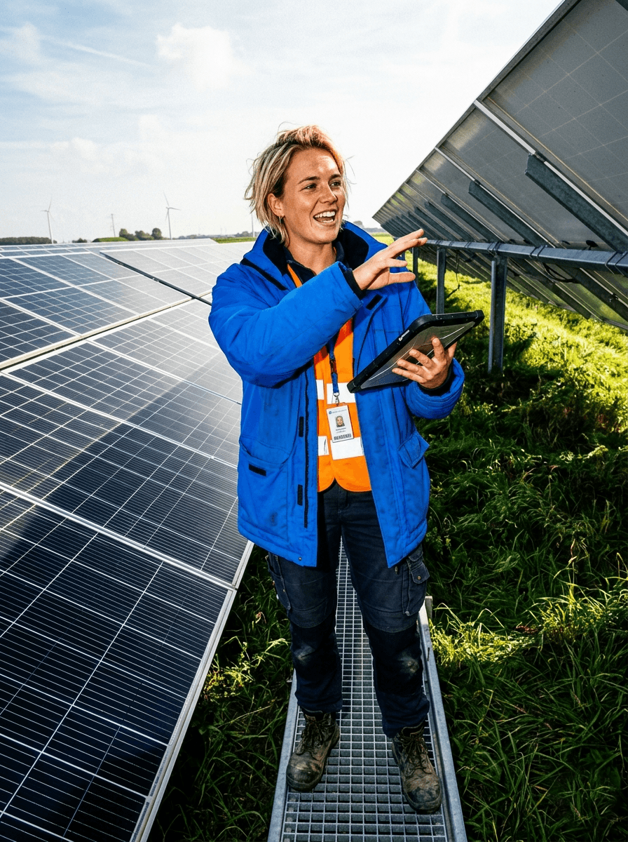 Engineer at solar farm
